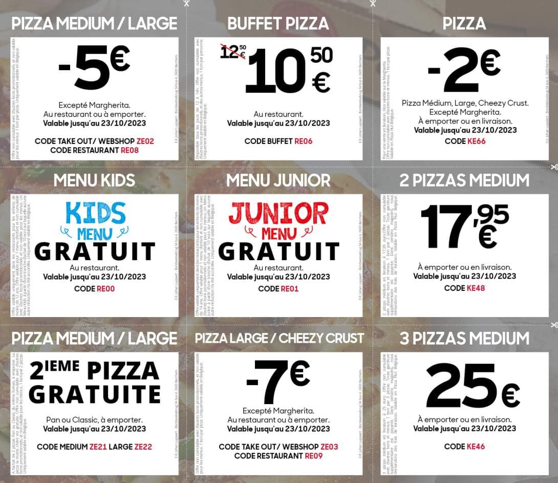 Pizza Hut Kortingsbonnen  BTS FR 2023