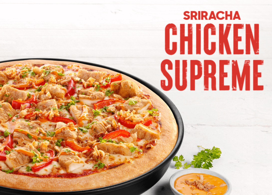 Sriracha Chicken Supreme Pizza bij Pizza Hut 1280x920